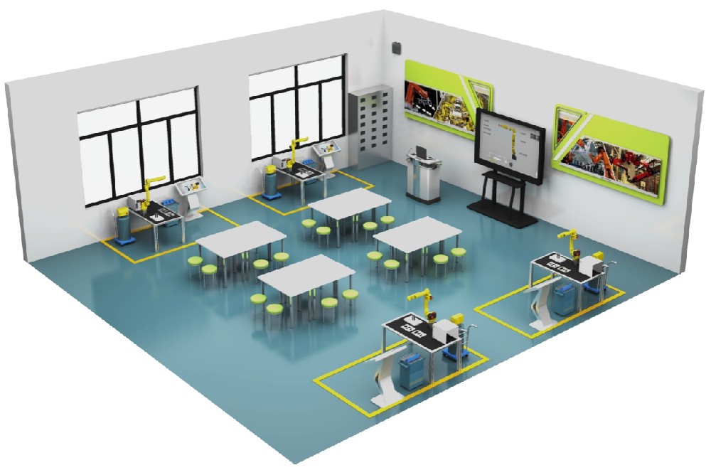 ​Industrial robot integration classroom, FANUC Siemens industrial robot simulation training center